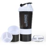 NATUREKIT Protein Shaker Bottle,16oz Gym Bottle with Mixing Ball and Storage, BPA Free Leak-Proof Secure Flip Cap,Workout Water Bottle for Smooth Shake and Pre Workout,Dishwasher Safe,White