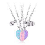 BFF Necklaces for 3 Girls Best Friend Necklace Friendship Necklace BFF Heart Pendant Necklace Best Friends Forever Necklaces Friendship Gifts for Friends