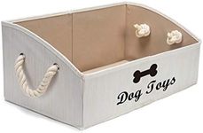 Geyecete Large Dog Toys Storage Bins - Foldable Fabric Trapezoid Organizer Boxes with Cotton Rope Handle, Collapsible Basket for Shelves, Dog Toys, Dog Apparel & Accessories£¬Dog Diaper (Beige)