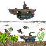 GIG BAZAAR-Aquarium Sunken Ship Decoration Ornaments - Create an Enchanting Underwater World with Small Broken Holes