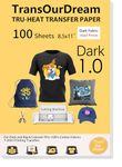 TransOurDream Iron on Heat Transfer Paper for Dark Fabric (100 Sheets, 8.5x11) T Shirt Transfers Paper for Inkjet Printer Printable Iron-on Heat Transfer Vinyl for T-Shirts (TRANS-D1-100)