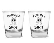 Purr Me A Shot - Funny Cat Humor - Middle Finger Cat Lovers - 1.75 oz Shot Glass Set (2)