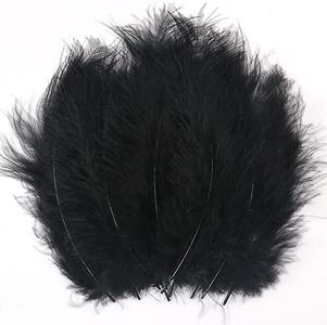 200pcs 4-6 Inches Fluffy Turkey Marabou Black Feathers for Crafts Dreamcatcher Fringe Trim Colored Feathers Accessories Pack