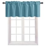 JIUZHEN Blackout Valance Short Curtains for Kitchen - Rod Pocket Valances Solid Curtains for Small Window Living Room Bedroom Darkening Bathroom, 60 x 18 Inch Length,Turquoise,1 Panel