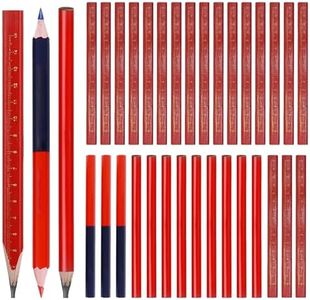Charpentier Crayons de Menuisier, 34 Pièces, Outil de Marquage, Noir, Bleu, Rouge