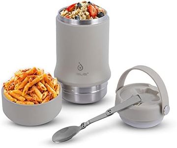Ideus 20 oz Insulated Soup Thermo with Foldable Spolk and Bowl, All-in-one Stainless Steel Vacuum Thermal Food Jar for Lunch, Leakproof Bento Lunchbox Portable Soup Container Celadon