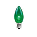 Novelty Lights 25 Pack C7 Outdoor String Light Christmas Replacement Bulbs, Green, C7/E12 Candelabra Base, 5 Watt