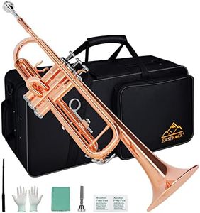 EASTROCK Bb Trumpet Standard Trumpet Set with Carrying Case,Gloves, 7C Mouthpiece, Cleaning Kit, Tuning Rod (Phosphor Copper)