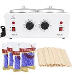 TOAUTO Double Wax Warmer, Professional Electric Wax Heater Dual Pot 110V for Home/Salon/SPA Hair Removal,Dual Switch Adjustable Temperature,with 100 Wooden Sticks (Double Wax Warmer)