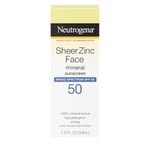 Neutrogena Sheer Zinc Oxide Dry-Touch Face Sunscreen with Broad Spectrum SPF 50, Oil-Free, Non-Comedogenic & Non-Greasy Mineral Sunscreen, 2 fl. oz