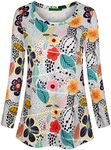 Kimmery Womens Fall Tops for Women 2025 Workout Tops for Women Long Sleeve Shirts Floral S