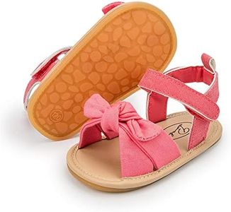 Miamooi Infant Baby Girls Boys Sandals Summer Bowknot Crib Shoes Toddler Pu Leather Flower Soft Rubber Sole Dress Flats First Walker Shoes