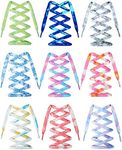 WHQXFDZ 9 Pairs Tie Dye Shoelaces Gradient Colors Shoe Laces in for Tie Dye Sports Shoes Boots Sneakers Skates, 彩色, 46inch