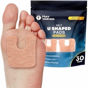 Mars Wellness U-Shaped Callus Pads for Feet, 1/4" Thick, Flesh Colored, Pack of 30 with Adhesive Backing - Callus Remover for Feet, Callus Protection