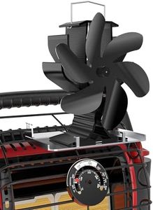 HIDALIFE Wood Stove Fan for Heater, Heat Powered Fireplace 6 Blades Fan with Bracket Compatible for Heater,Thermal Tent Heater Fan for Camping Propane Heater with Magnetic Thermometer