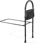 Bed Assist Rail with Adjustable Heights Safety Hand Rail Bedside Home Safety Handle Bed Rail Bed Assist Handle With Storage Pocket Easy to get in or Out of Bed Safely with Floor Support (Black)