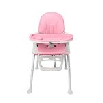 Amazon Brand - Supples 4-in-1 High Chair for Babies and Kids, Safe, Comfortable, Detachable, Portable (Pink)