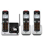 AT&T BL102-3S 3-Handset Expandable Cordless Phone with Answering System, XL Display, Backlit Buttons & Visual Ringer, Black/Silver, Silver/Black