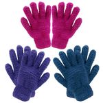 Ikosora 3 Pairs Microfiber Dusting Gloves, Plant Dusting Gloves Leaf Cleaning Reusable Microfiber Dusting Mitt for House Cleaning Car Blinds Cleaning Gloves, Blue, Rose, Purple