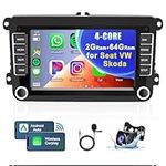 【2+64G】 Android 13 Car Stereo Wireless Carplay Android Auto for Volkswagen Jetta Beetle Tiguan Passat Golf Polo Skoda Seat 7" Touchscreen Radio GPS WiFi Bluetooth SWC FM Backup Camera Hi-Fi Subwoofer