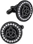 Black Cufflinks and Tuxedo Studs for Men Dad with Gift Box, Trinity Celtic Knot Cuff Links for Black Suit White Shirt Bow Tie Vest