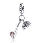 Lkwrideiny Baseball fish baseball bat hat dangle Charm 925 Sterling Silver Pendant,Jewelry Beads Gifts for Women Bracelet&Necklace