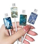 DiyGody Cable Protector for iPhone Type-c, Unique Luxury Marble Pattern 4pcs Soft Phone Cable Protector,Charging Cord Protector,Cable Chomper,Cable Sleeve Cord Saver for Women Girls