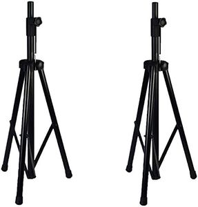 Pair of LyxPro SKS-1 Tripod Speaker Stand, Up to 6 Feet Adjustable Height, Non Slip Feet, Locking Knob and Pin, For Speakers w/ 1-3/8 and 1-1/2 Sockets - Black