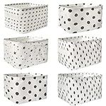 JSJSYO 6 Packs Fabric Storage Bins Foldable Cube Storage Baskets Collapsible Resistant Fabric Shelf Box Organiser Waterproof for Desk Storage,Bathroom, Makeup, Books, Nursery, Playroom (black&white)