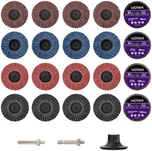 WOTAHI 2 Inch Flap Disc Set, 20 PCS Angle/Die Grinder Flap Discs - 40 Grit Aluminum Oxide, 60 Grit Zirconia, 100 Grit Ceramic, 120 Grit Silicon Carbide with 1/4 Inch Shank Double Rod Replacement