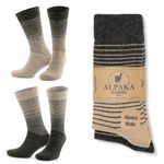 GoWith 1-2 Pairs Alpaca Wool Socks for Men and Women, Thermal Warm Crew Merino Wool Socks, Unisex Heated Winter Boot Socks, Beigebrown-3-2 Pairs, 10-12