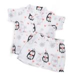 BAYBEE 100% Baby Muslin Cotton Jablas Set Dress for Kids | Comfort Summer Wear with Soft & Breathable Collar Free | Newborn Baby Clothes | Shirt & Shorts Set for Baby Boy Girl 3-6 Months (Penguin (S)