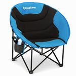 KingCamp Moon Chair Camping Folding Garden Chairs Heavy Duty Padded Camping Chair With Cup Holder and Back Pocket