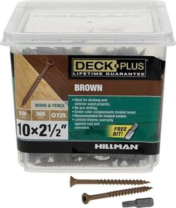 Deck Plus Wood Screws, Brown Exterior Screws, 2-1/2" x #10, 5lb