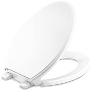 KOHLER 4733-RL-0 Glenbury ReadyLatch Quiet Close Elongated Toilet Seat, Soft Close Toilet Seat, Toilet Seats for Elongated Toilets, White