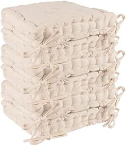 Nicola Spring 6X Garden Chair Seat Cushions - 40cm x 40cm Indoor Outdoor Dining Chair Filled Pads with Removable Straps Patio Furniture - Cream - by Nicola Spring