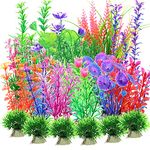 Kingrun 30PCS Aquarium Fish Tank Plastic Plants, Vivid Underwater Plants Decorations Artificial Water Plants Aquarium Plant Landscape Safe for All Fish - Assorted Color