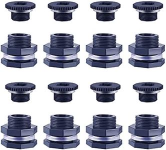 Aulufft 8 Pcs 3/4 Inch Bulkhead Fitting Gasket Bulkhead Water Connector Double Threaded PVC Bulkhead Adapter with Plugs for Rain Barrels,Aquariums,Water Tanks,Tubs,Pools