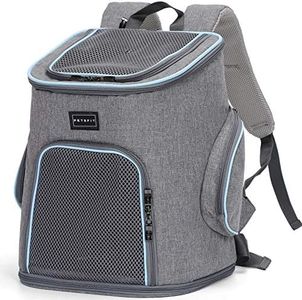 Petsfit Cat Backpack Carrier for Small Dogs Cats Rabbits, Adjustable Dog Front Carrier with Breathable Head Out Design, Collapsible Dogs Transport Backpack for Travel, Hiking and Cycling, Outdoor Use