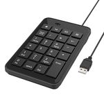 MoKo Numeric Keypad Wired, Portable USB Numpad 23 Keys Full-Size Keyboard Ultra Slim Mini Number Pad, Ergonomic Number Keyboard Extensions for Laptop, Desktop, MacBook, PC, Notebook, Computer - Black