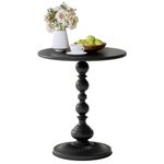 XIV Metal Small Round Side End Table, Vintage Matte Coffee Drink Cocktail Table, Small Accent Pedestal Table for Living Room Corners and Small Spaces, 21'' Height (Black)