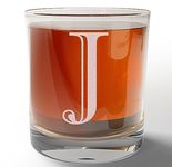 Etched Monogram 325ml Whiskey Rocks Glass (Letter J), A-Z Customised Bourbon Gin Rum Gifts Men, Personalised Whisky Tumbler Glass, Custom Engraved Gifts for Him, Initial, Name, Birthday, Retirement