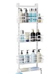 HapiRm Adjustable Shower Caddy Hanging - 4-Tier No Drilling Shower Shelf Over the Door, Rustproof Shower Organizer Hanging with 2 Soap Holders & 22 Hooks, Bathroom Organizer for Shampoo, Conditioner