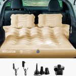 WASAGUN SUV Air Mattress with Electric Air Pump, Inflatable Thickened Car Air Bed with 2 Pillows, Portable Sleeping Pad Mattress for Car Camping Home Travel, Brown