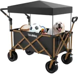 330Lbs Collapsible Wagon with Canopy,Wagon Stroller with 8" All-Terrain Wheels, Lightweight Foldable Wagon, 160L Large Capacity for Camping, Shopping, Sports, and Garden Use