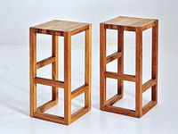 Eagle Furniture Wooden Bar Stool Set of 2 | with Foot Rest/Leg Support | Solid Wood Sheesham, Natural Finish