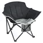 SunnyFeel Folding Camping Chairs, Portable Padded Camp Chair, Heavy Duty 500 LBS, Portable Moon Round Saucer Lawn Chairs (Black)