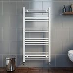 Modern 1200 x 600mm Bathroom Heated Towel Rail Radiator Straight White 17 Rails