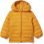 Amazon Essentials Toddler Boys' Lightweight Water-Resistant Packable Hooded Puffer Coat, Golden Yellow, 4T