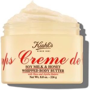 Kiehl's Creme de Corps Whipped Body Butter, Gentle Body Lotion that Nurtures and Moisturizes the Skin, Infused with Soy Milk and Honey, Provides Rich 24-Hour Hydration, For All Skin Types - 8 oz